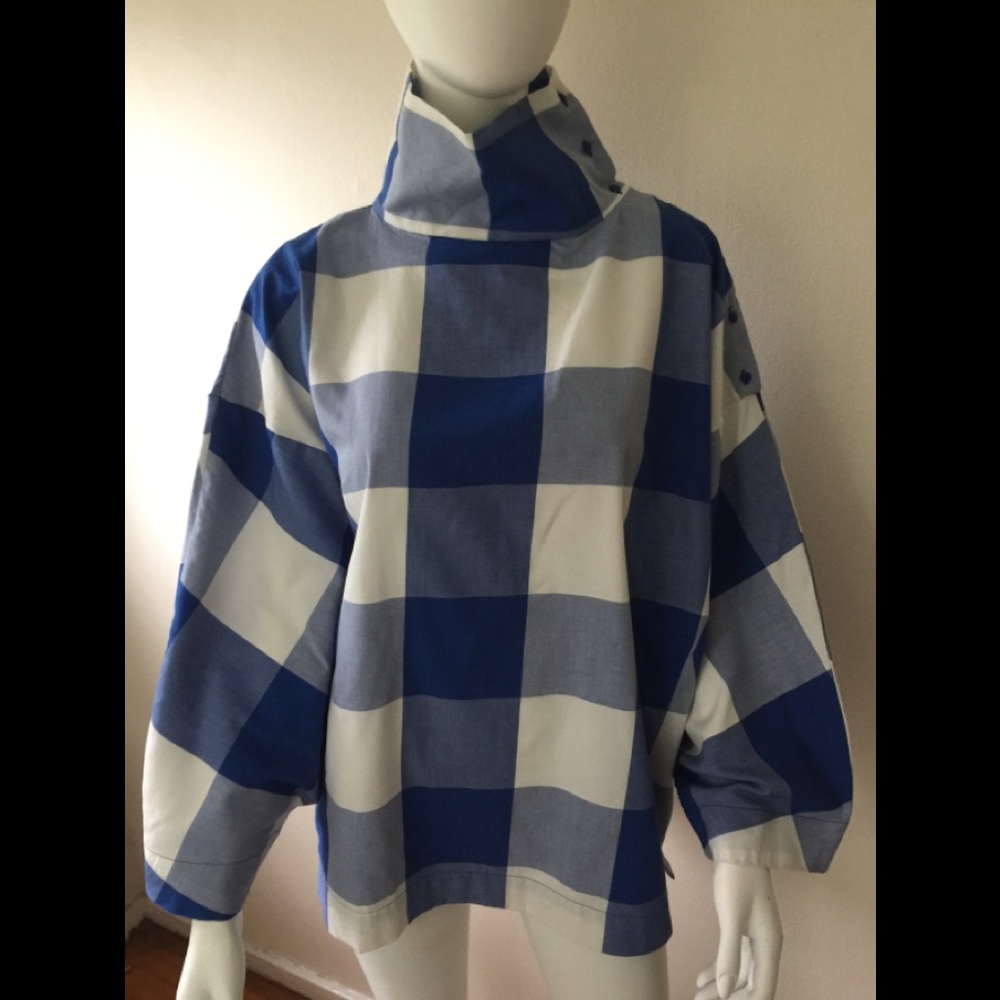 NWT Zara Trafaluc Collection blue/white check top